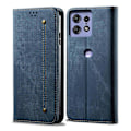 Miniatyrbild 1 av 5: För Motorola Edge 50 Pro 5G Fodral Läder Jeans Tyg Textur Folio Flip Telefonfodral