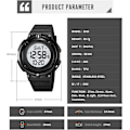 Miniatyrbild 6 av 8: LED Digital Herrklocka Utomhus Sport Multifunktion Armbandsur Alarm Datumklocka för Män 50M Vattentät TPU Rem