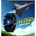 Miniatyrbild 2 av 8: Kreativ LED-klocka för män, flygplansform, multifunktionell klocka för män, datum, silikonarmband, vattentät, avslappnad unisexarmbandsur