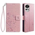 Miniatyrbild 1 av 5: Fodral för Huawei nova 12 Pro 5G/ nova 12 Ultra 5G Fjäril Blomma Tryckt Läder Flip Skyddsfodral