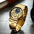 Miniatyrbild 4 av 8: Automatisk Klocka för Män Lyx Skeleton Tourbillon Rostfritt Stål Läder Armbandsur