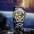 Miniatyrbild 4 av 7: Herr Diamant Chronograf Klocka Multifunktion Datum Vattentät Rostfritt Stål Klocka (Svart)
