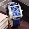 Miniatyrbild 3 av 7: Fyrkantig Herrklocka Business Quartz Armbandsur för Män Datum Läderarmband Casual Stil 30M Vattentät