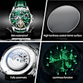 Miniatyrbild 6 av 7: Herrklockor i läder, automatisk mekanisk skelett Tourbillon Diamant Lyx självuppdragande armbandsur Månfas vattentät självlysande