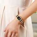 Miniatyrbild 5 av 8: Elegant Damklocka Kedjeflätat Band Fyrkantigt Armbandsur för Kvinnor Retro Minimalistisk Analog Quartz Vattentät Damklocka