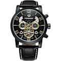 Miniatyrbild 2 av 6: Unik design för män, lyxig automatisk tourbillonklocka i populär stil med läderarmband