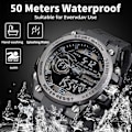 Miniatyrbild 5 av 6: Klocka, Vattentät Militär Digital Analog Klockor, Sport Utomhus Armbandsur Datum Multifunktion Taktik LED Alarm Stoppur