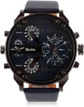 Herr Militär Multi Tidszon Stor Urtavla Pilot Quartz Analog Armbandsur med Reptålig Stålyta