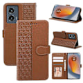Miniatyrbild 1 av 5: För Motorola Edge 50 Fusion 5G PU Läderfodral Kubiskt Rutnät Telefonskal