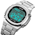 Miniatyrbild 2 av 7: Dual Time LED Digital Klocka för Män Multifunktion Armbandsur Rostfritt Stål Business Vattentät Klocka Datum Alarm