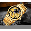 Miniatyrbild 6 av 8: Automatisk Klocka för Män Lyx Skeleton Tourbillon Rostfritt Stål Läder Armbandsur