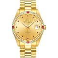 Miniatyrbild 1 av 7: Herr Analog Automatisk Mekanisk Klocka Lysande Kalender Rostfritt Stål Armband Diamant 18K Guld Klocka