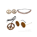 Miniatyrbilde 4 av 5: Nytt Beste 5-delers Hippie Kostymetilbehør for Kvinner, 60-talls 70-talls Fancy Dress Hippie Sett Nytt (FMY) C1