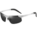 Pikkukuva 1 / 5: Miesten suorakulmaiset aurinkolasit, polarisoidut urheilulasit, kevyet aurinkolasit ajoon, pyöräilyyn, kalastukseen, UV-suojavalosuoja Silver frame black gray film