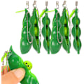 Miniatyrbillede 1 af 5: 6 stk. Squeeze Beans Nøglering Fidget Legetøj Squishy Ærtebælg Stresslegetøj Giv Børnene Sjov Reducer Angst og Stress