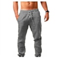 Miniatyrbilde 2 av 5: Herre Casual Bomull Lin Løse Harem Bukser Strand Yoga Hippie Bukser 2XL 2XL Grey