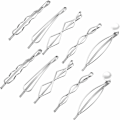 Pikkukuva 1 / 7: 10 kpl geometrisia metallisia hiusneuloja naisille ja tytöille Silver