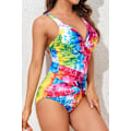 Pikkukuva 3 / 7: Naisten uimapuku vatsan hallinnalla, hoikentava yksiosainen uimapuku, retro rypytetty push-up, vintage-pehmustettu Color Tie Dye Color Tie Dye L