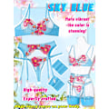 Miniatyrbild 5 av 7: Blommig Broderad, Underwired, T-String, Strumpeband, 4-Delat Lingeri Blue Blue M