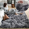 Miniatyrbilde 1 av 2: Lodne Regnbue Tepper for Barnerom Myke Lodne Tepper Stue Barn Babyrom Barnehage Lekerom Søt Innredning Matte Tie Dye Mørk Grå Tie Dye Dark Grey 80x200cm