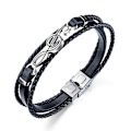 Miniatyrbillede 1 af 9: Herre Læder Manchet Armbånd Sort Brun Flerlags Flettet Reb Guitar Diskantnøgle Musik Node Smykker Armbånd Justerbar