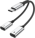 USB C-splitter med PD 60W snabbladdning och dataöverföring (stöder digitala hörlurar, INTE för bildskärm), USB C till USB C honadapter
