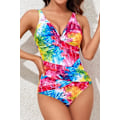 Pikkukuva 5 / 7: Naisten uimapuku vatsan hallinnalla, hoikentava yksiosainen uimapuku, retro rypytetty push-up, vintage-pehmustettu Color Tie Dye Color Tie Dye M