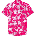 Miniatyrbilde 3 av 5: Herre Hawaiisk skjorte og shorts sett Regular Fit kortarmet casual funky strand Flamingo skjorte sett S S Pink