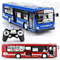Miniatyrbillede 3 af 5: 2.4g RC-bus 6-kanals fjernbetjening bybus høj hastighed en knap åbning dør RC-bus med realistisk lyd lys -ES CN CN E635-001-red