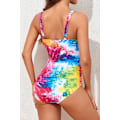 Pikkukuva 2 / 7: Naisten uimapuku vatsan hallinnalla, hoikentava yksiosainen uimapuku, retro rypytetty push-up, vintage-pehmustettu Color Tie Dye Color Tie Dye M