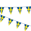 Miniatyrbild 1 av 5: Vimpelgirlang 10m - Gul & Blå Sverigeflaggor för Nationaldag, Student, Examen & Midsommar Festdekorationer - Girlanger & Vimplar - Student Multicolor multifärg
