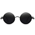 Miniatyrbillede 2 af 5: Vintage Polariserende Steampunk Runde Solbriller til Mænd, Stilfulde Db Black Frame Grey Lenses