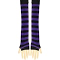 Pikkukuva 4 / 5: Pitkät neulotut lapaset polvikorkeat raidalliset sukat leggingsit juhla-asu asusteet 2 parin setti, musta ja violetti, One Size violetti purple