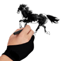 Miniatyrbilde 2 av 3: 2 stk tegnehansker, kunstnerhansker for iPad-tegnebrett, hansker for digital kunst med håndflateavvisning, bra for venstre og høyre hånd