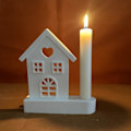 Miniatyrbilde 2 av 5: Husformet lysestakeform med base DIY Hjemmelaget kjærlighetshjerte vindushus lysestake dekor gips epoksyharpiksform C