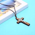 Pikkukuva 1 / 5: Retro Jeesus Risti Kaulakoru Puu Metalli Riipus Korut Charm Kaulakoru Lahja Ruskea Brown 1PC