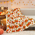 Miniatyrbilde 4 av 5: Høstteppe, Gresskarblader Høst Rutete Teppe for Sofa Seng Sofa, Oransje Rutete Teppe for Høst, (50”x60”)