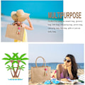 Miniatyrbillede 5 af 7: Jutepose, Shopper, Dame, Stor Jutepose, Strandtaske, Sammenfoldelig, Vandtæt, Indkøbsposer, Håndtaske til Picnic, Rejser, Shopping, Strand og Hverdag