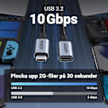 Miniatyrbillede 3 af 5: USB-C forlængerkabel 10 Gbps USB 3.2, USB-C forlængerkabel 100W/4K 60Hz kompatibel. (Grå, 1M)