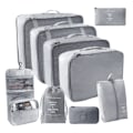 Pikkukuva 1 / 10: 9 kpl/11 kpl Yksiväriset Matkatavaroiden Säilytyspussit, Kannettava Matkalaukku Vaatteiden Pakkauspussi Matkalle Grey 9 pcs