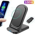 Miniatyrbilde 2 av 7: 100W Rask Trådløs Lader for iPhone 15 14 13 12 X 8 Samsung Galaxy S21 S20 Xiaomi Foldbar Trådløs Ladestasjon white