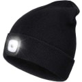 Miniatyrbillede 1 af 5: Genopladelig LED-lysende hue, perfekte gaver til far i julen, strømpefyldningshue med lys, håndfri pandelampe, unisex vintervarm strikket hue