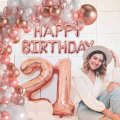 Miniatyrbild 5 av 5: Födelsedagsdekorationer för kvinnor flickor roséguld ballongbåge girlang HAPPY BIRTHDAY banderoll 16:e 18:e 21:a 30:e 40:e 50:e