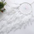 Miniatyrbild 3 av 5: LED Drömfångare för Barn Väggdekor Vita Fjädrar Drömfångare med Ljuspärlor Boho Dekor Vävd Konst Prydnad Handgjord Present till Barnrum Hängande