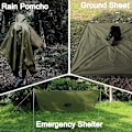 Miniatyrbillede 4 af 4: Vandtæt regnponcho, letvægts, genanvendelig regnponcho til voksne, 3-i-1 multifunktionelt regnslag, poncho vandtæt voksen one size