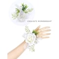 Miniatyrbilde 3 av 6: Hvitt Corsage og Knappehullsblomst Sett Kunstig Rose Blomst Håndleddsblomster