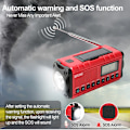 Pikkukuva 3 / 6: 10000mAh Vedenpitävä Hätäradio Kannettava Aurinkoenergialla Toimiva Käsikampi Säävaroitusratiolla AM/FM Taskulampulla Lukuvalolla SOS-hälytyksellä Red