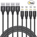iPhone Ladeledning 4-pakning 3 fot/1 m Lynkabel Nylonflettet iPhone-kabel USB Synkkabel Rask