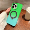 Miniatyrbillede 1 af 5: Gradient Farve Magsafe Etui Kompatibel med Iphone 15 Pro Max, Blød Tpu Cover med Magnetisk Usynlig Stativ Grøn-Blå Green-Blue For iPhone 15 Pro Max