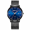 Miniatyrbillede 1 af 5: CRRJU Herreur Ultra Tynd Vandtæt Armbåndsur Mænd Mode med Sort Rustfrit Stål Lænke Mesh Analog Kvarts Business Herreur